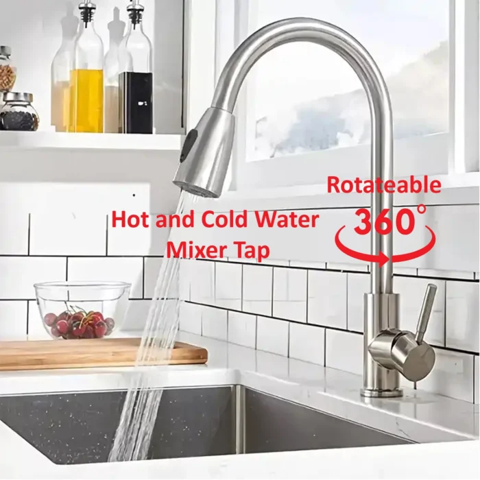 360 degree rotatable pull out tap