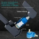 ZAIVI CUBIX SS-304 KITCHEN TAP (SQUARE SHAPE, MATT BLACK) HANDLE INFOGRAPHICS