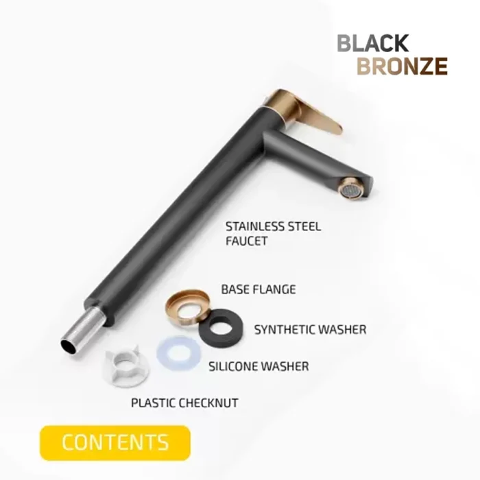 zaivi ss-304 pillar cock tap (12inch, Black-Bronze) contents of package