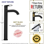 ZAIVI OREO SS-304 12 INCH PILLAR COCK TAP Matt Black REFURBISHED