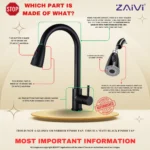 ZAIVI Flora SS-304 Pull Out Sink Mixer Tap Matt Black