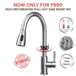 ZAIVI Flora SS-304 Pull Out Sink Mixer Tap Silver Chrome REFURBISHED