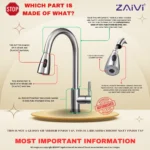 ZAIVI Flora SS-304 Pull Out Sink Mixer Tap Silver Chrome REFURBISHED